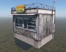 Blue framed grocery stand building