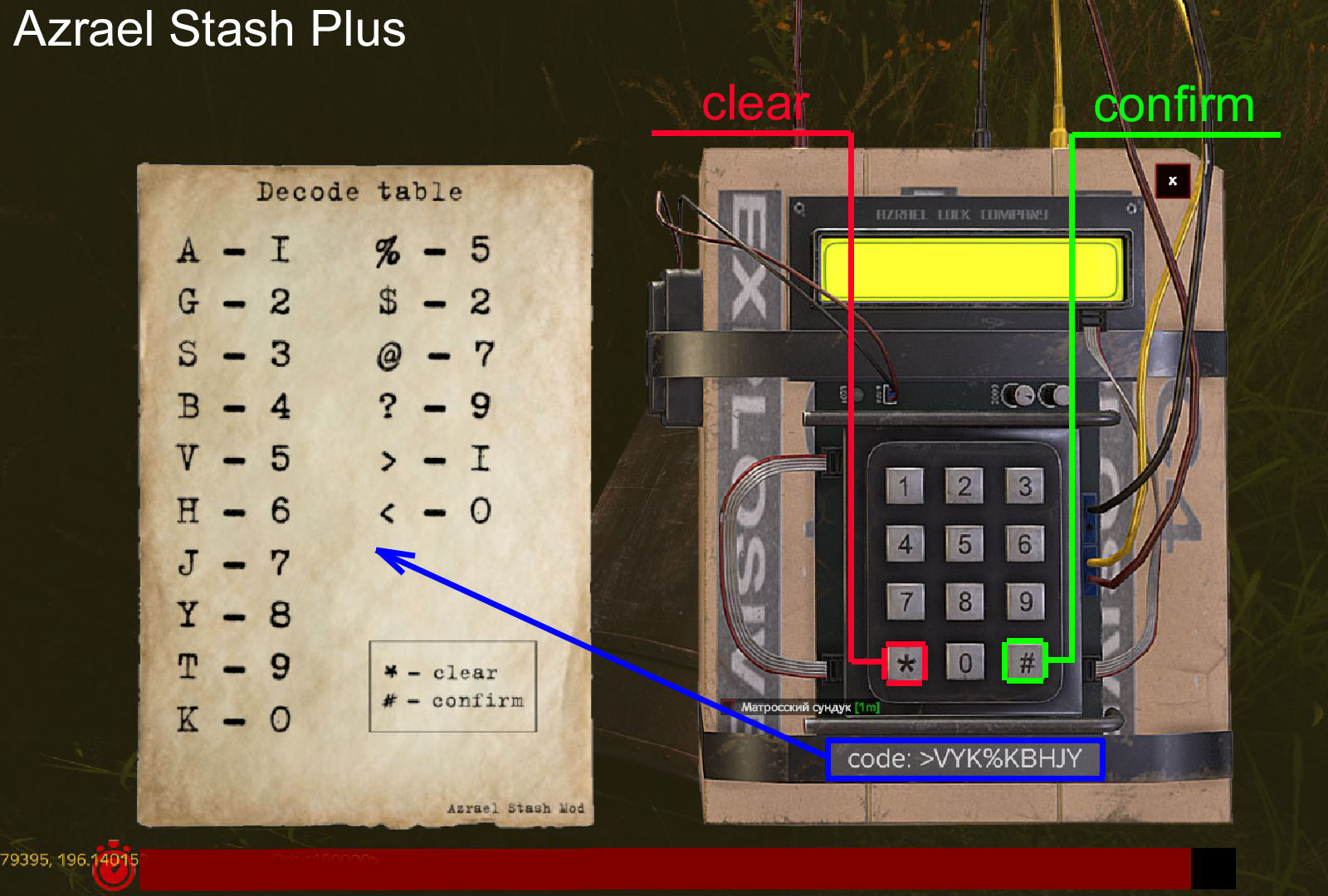 Azrael's Stash cypher bomb interface