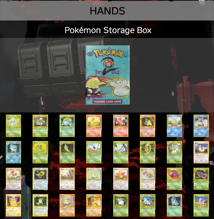 Pokemon storage box filled with cards