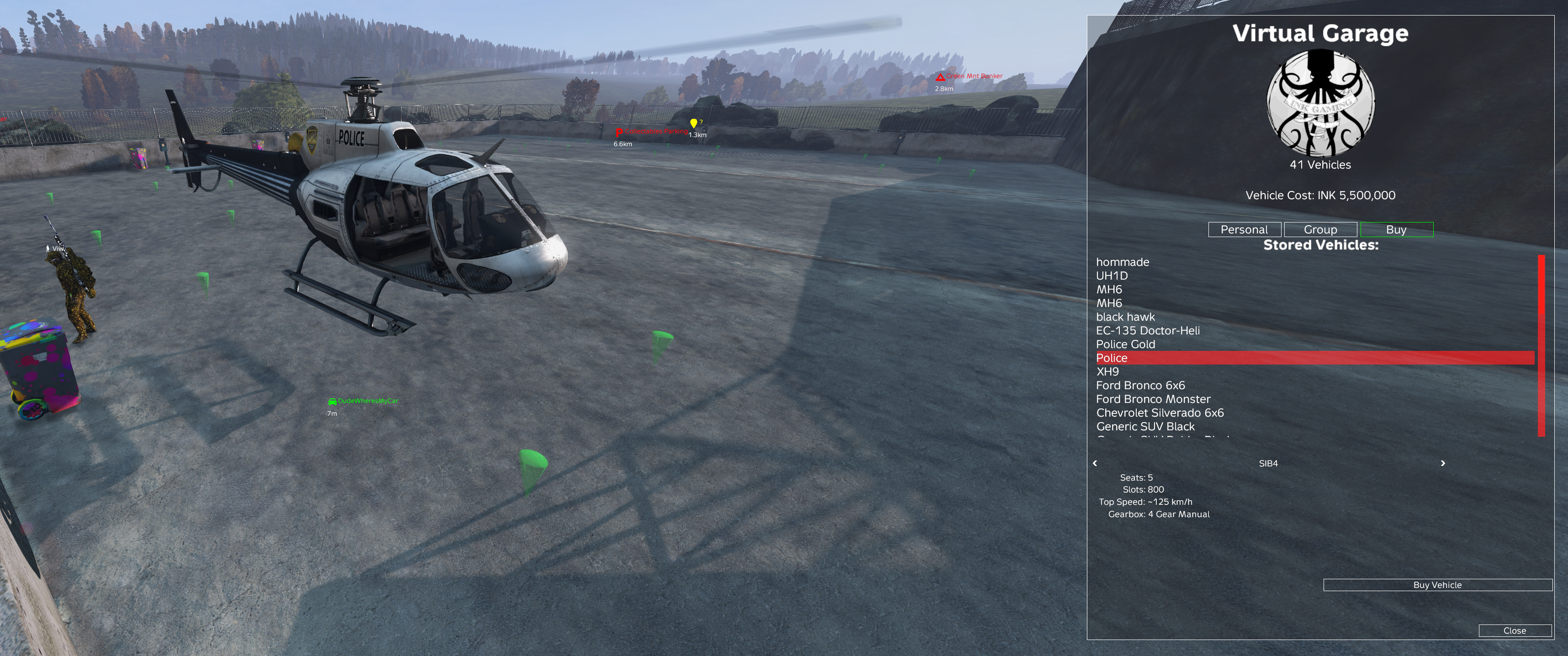 Virtual Garage buy vehicle list